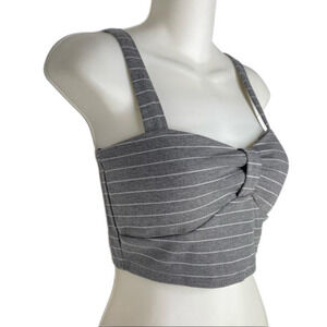 NWT Tokyo Fashion Grey Stripe Crop Top